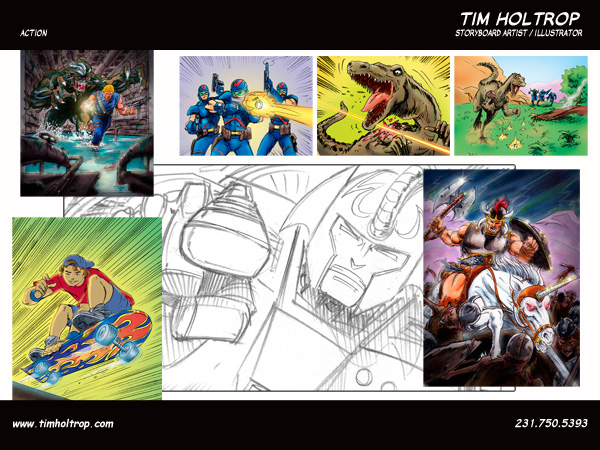 Art samples by storyboard artist, Tim Holtrop -- action