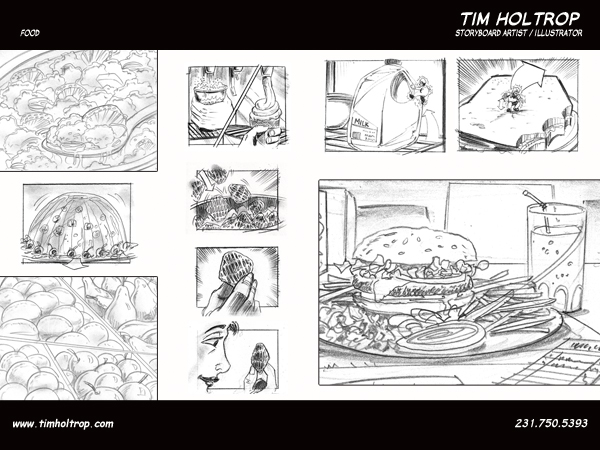Art samples by storyboard artist, Tim Holtrop -- food