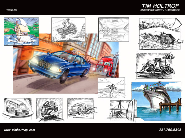 Art samples by storyboard artist, Tim Holtrop -- vehicles