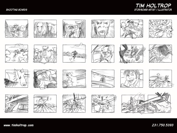 Art samples by storyboard artist, Tim Holtrop -- shooting boards